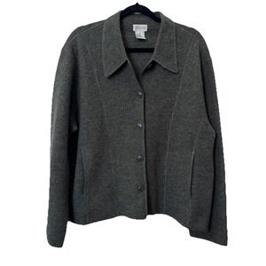 Vintage Deane & White Gray Wool Blazer Jacket Womens XL Lagenlook Minimalist